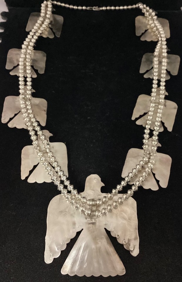 Large Navajo Sterling Silver Turquoise ThunderBird Squash Blossom 313g