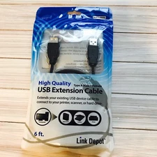 Link Depot 6 ft. USB Extension Cable High Quality Type A Male Female - USB 2.0