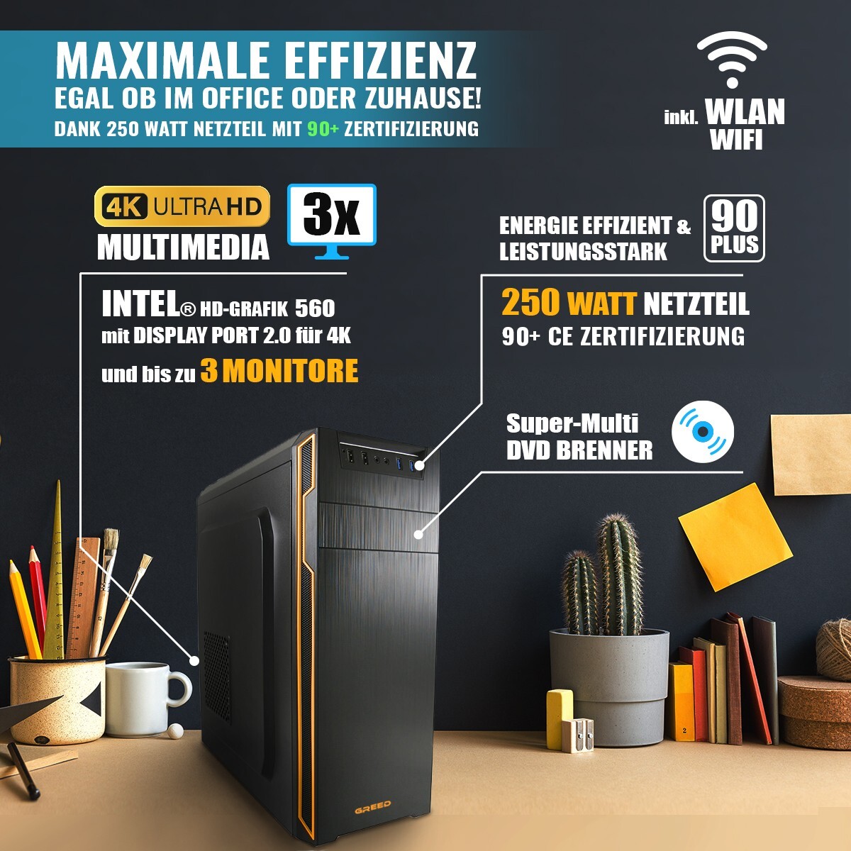 schneller WIN 11 PRO PC für Home Office Computer i5 4,0GHz 8GB RAM 512GB SSD