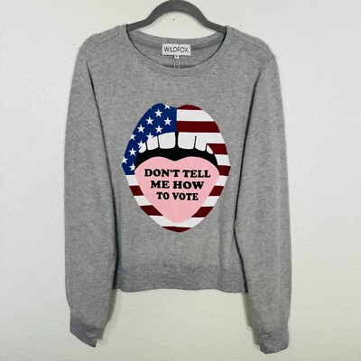 Wildfox Sweater Womens Large Dont Tell Me How To Vote Mouth Baggy Beach Jumper