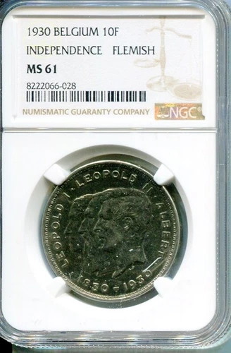 BELGIUM 1930 10 FRANC FLEMISH INDEPENDENCE NGC MS 61