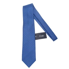 Drake's NWT Neck Tie in Blue with Light Blue & White Circles 100% Silk