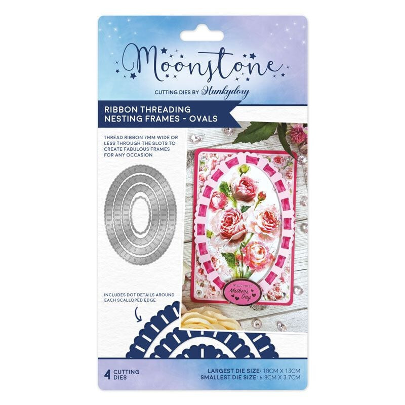 NEW - Hunkydory Moonstone RIBBON THREADING NESTING FRAMES - OVALS Die Set