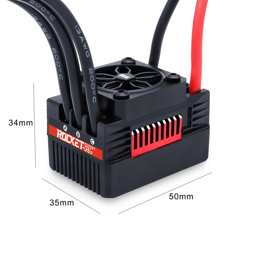 Rocket 90A ESC Waterproof Brushless Electric Speed Controller for 1/10 RC Cars - Image 4 of 4