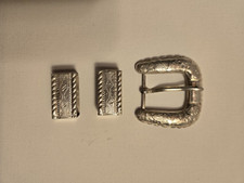 Vintage Sterling Western Style Designs 3 piece Belt Buckle