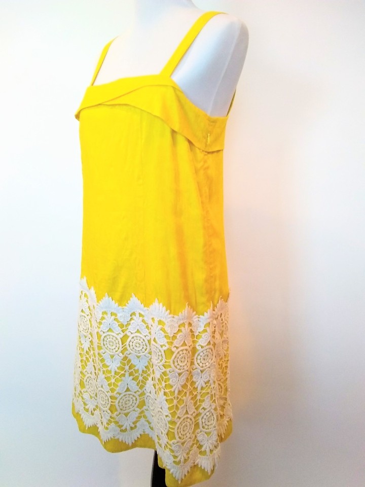 Butter Yellow Floaty Cotton Dress with Lace Top
