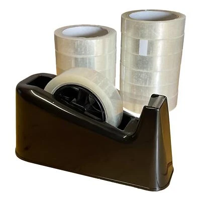 VEPATIM Tischabroller Set Klebebandabroller mit 12 Rollen Klebeband 25mm x 66m transpare