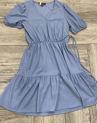 blue primark dress Carolyn Linen Bubble Maxi Dress / Misty Blue | MESHKI main image 1