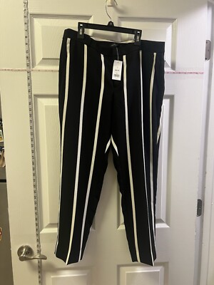 Banana Republic Avery Cropped Pants Black White Stripes