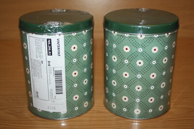 2 x 3 Ikea Vinterfint Metall Aufbewahrungsdosen - Farbe Grün - Zylindrisch - Neu