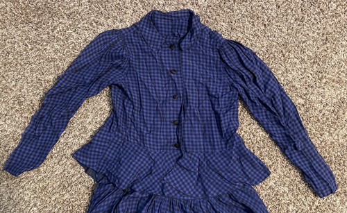Victorian 2 Piece Walking Suit Handmade Costume Blue/Black Bust 34”Waist 32” - Picture 2 of 3