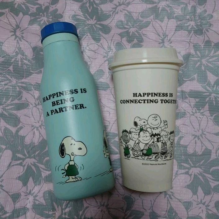 Starbucks Snoopy 2 piece set stainless steel logo bottle PEANUTS