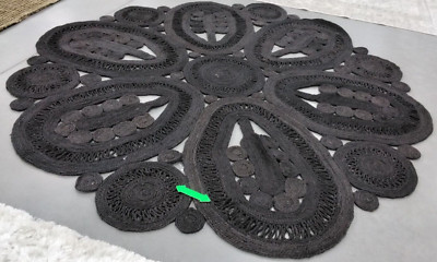 BLACK 10' X 10' Round Broken Thread Rug, Reduced Price 1172728744 NF360D-10R