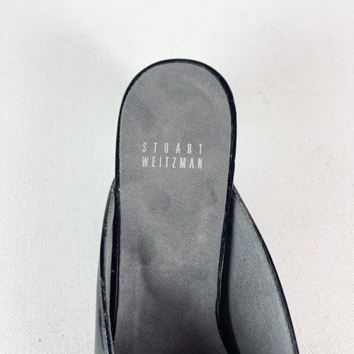 Stuart Weitzman NWOB Women's Black Patent Leather Bow Accents Mules Size 9 - Picture 8 of 11
