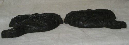 Vintage Lying Dog Retriever Setter Shepherd Cast Metal Bookends, Pair, 6" - Picture 5 of 7