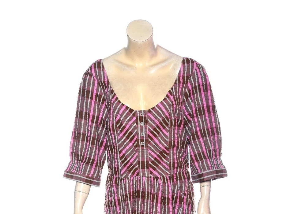Free People Tulie Plaid Midi Dress XL 12 Women's 3/4 Sleeve Scoop Neck NEW 42052 - Image 4 of 4
