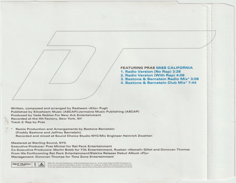 Dante Thomas - Miss California (2001, feat. Pras) [4 Track Maxi-CD] - Bild 2 von 2