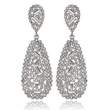 Elegant White Austrian Crystal Rhinestone Chandelier Dangle Earring Prom E116