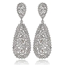 Elegant White Austrian Crystal Rhinestone Chandelier Dangle Earring Prom E116