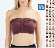 SEAMLESS REMOVABLE PADS BANDEAU STRAPLESS PADDED TUBE BRA TOP REG PLUS S-3X