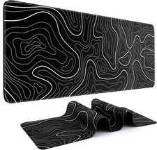 Mouse Pad Gaming Mousepad 31.5 x 11.8in Large Black with White Line