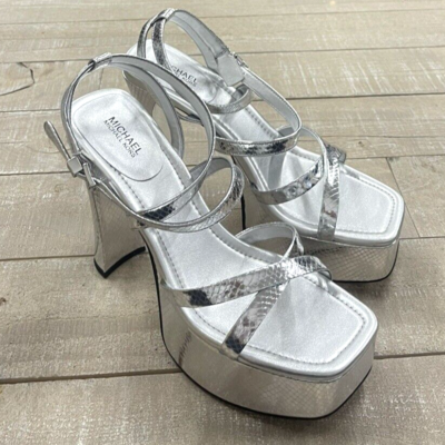 NWT Michael Michael Kors Paola Platform Sandal Metallic Leather