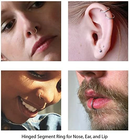 🔥 2 BodyJ4You Segmento Clicker Anillo, Nariz Tabique Labio Tragus, Oreja, Ceja, 8mm🔥 Foto 4 de 4