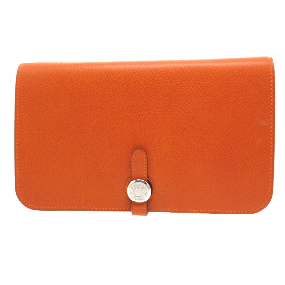 Hermes Dogon Gm Togo J Stamp 20006 Orange Long Wallet 0758