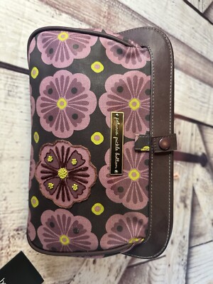 Anthropology Style Purple Petunia Pickle Bottom Purse With Green Embroidery