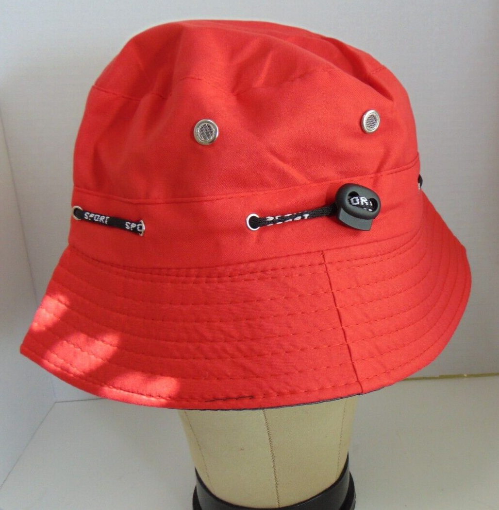 Red Bucket Hat for Men & Women - Fishing Boonie Cap with Wide Brim-image