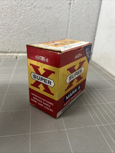 VINTAGE EMPTY BOX SHOTGUN SHELL SHELLS GUN RIFLE DUCK WESTERN SUPER X ADVERTISE - Picture 2 of 5