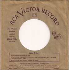 Company Sleeve 45 RCA Victor - Brown w/ Arched Red Text 1950-1952 Diagonal Cut