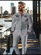 Men's Outfit 2 Piece Set Shirt  Pants Suit PLUS SIZE BIG 4XL