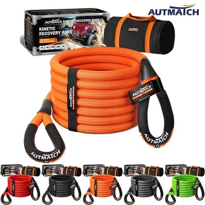 AUTMATCH 7/8'' & 1'' 20-30 ft Kinetic Recovery Tow Rope 35000lb-48000lb Heavy Duty