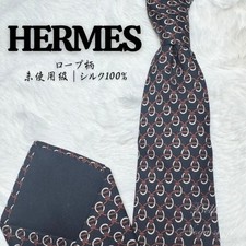 Excellent condition HERMES Tie Rope Pattern All Over 100 Silk Made in France