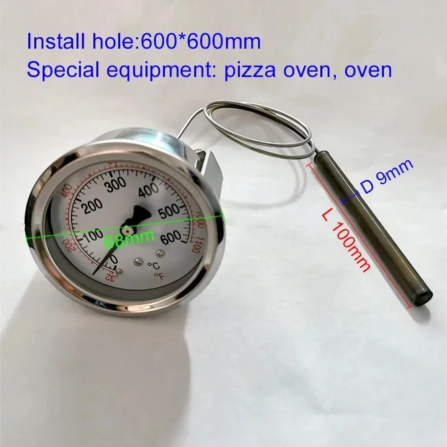 Pizza Oven 0-600 Degree Thermometer Full Steel Shell Circular High-temp Oven NEW
