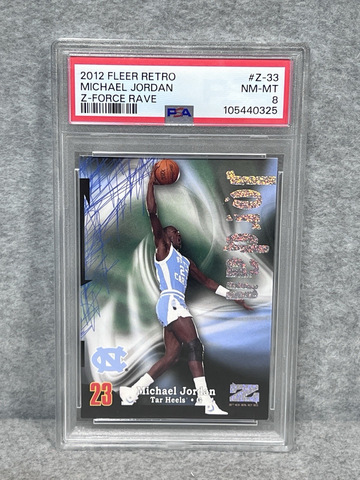2012 Fleer Retro Michael Jordan Z-Force Rave /399 PSA 8 UNC Chicago Bulls