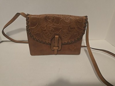 The Patricia Nash Lanza Crossbody Bag Tooling embossed leather Purse.  GUC