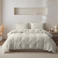 100 Cotton Duvet Cover Set Waffle Weave 3PCS 1 Comforter Cover, 2 Pillow Sh...