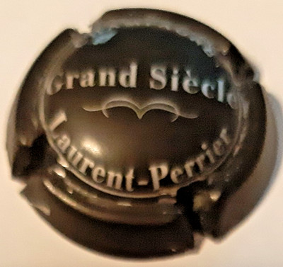 Champagnerkapseln Laurent-Perrier Schwarz Matt und Grau, Durchmesser 32 Minuten Nr. 65a