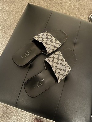 Gucci GG Monogram Grey/Black Mens Slip-On Size 11D Italy
