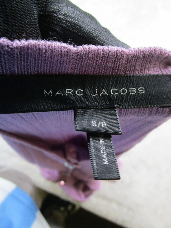 Cárdigan Marc Jacobs Suéter Mujer Pequeño Púrpura Lana Seda Tejido * Foto 3 de 4