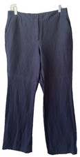 Women’s Nine West Dress Pants Navy 52% Linen Lightweight Size 6 Zipper Pockets
