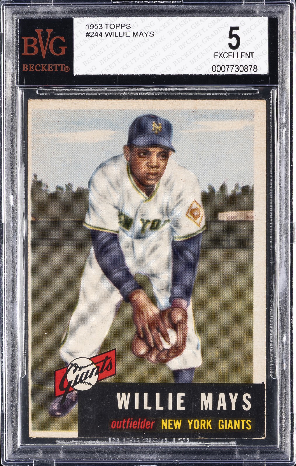 1953 TOPPS #244 WILLIE MAYS BVG 5