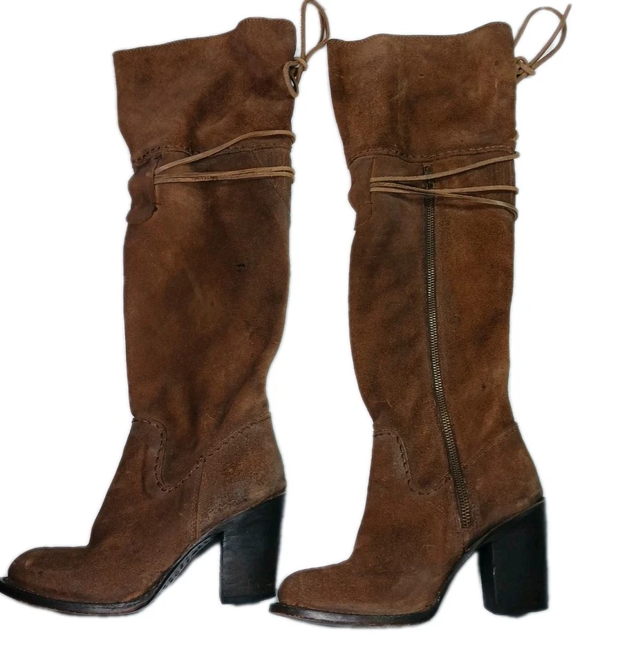 Botas por encima de la rodilla Freebird by Steven BROCK OTK para mujer talla 7 M cuero marrón Foto 3 de 4