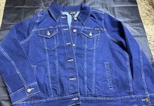DKNY Blue Denim Jean Jacket Cropped Waist Women's Size XLarge