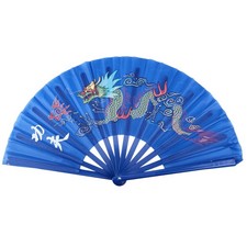 Plastic Frame Dragon Printed Sports Folding Hand Fan Royal  Z4P61356