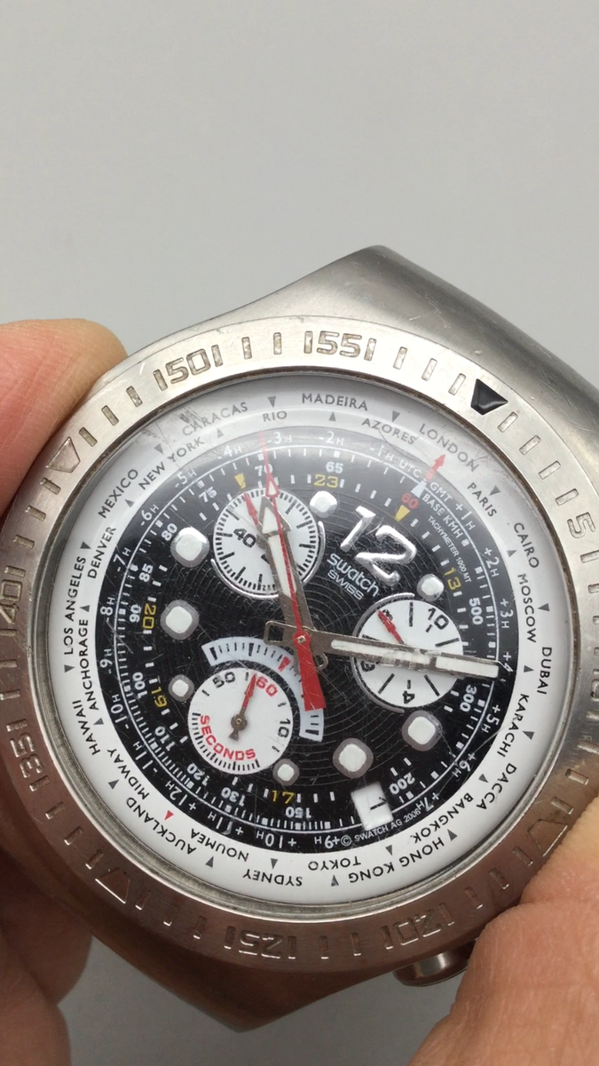 Swatch Irony Get FLY XL Mens Watch 47mm Chronograph World Time New