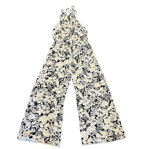 Anthropologie Elevenses Lilium Jumpsuit MEDIUM 100% Silk Floral Wide Leg Tassel - Picture 5 of 13