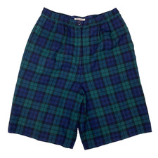 Vintage Pendleton Black Watch Tartan High Waisted Wool Shorts Size 12 Waist 28